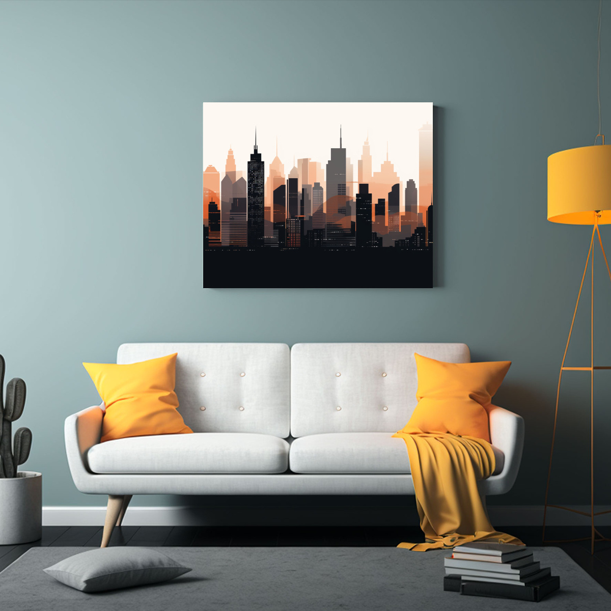CUADRO MODERNO MINIMALISTA DE CIUDAD EN LIENZO DE 30X20 CM - 2