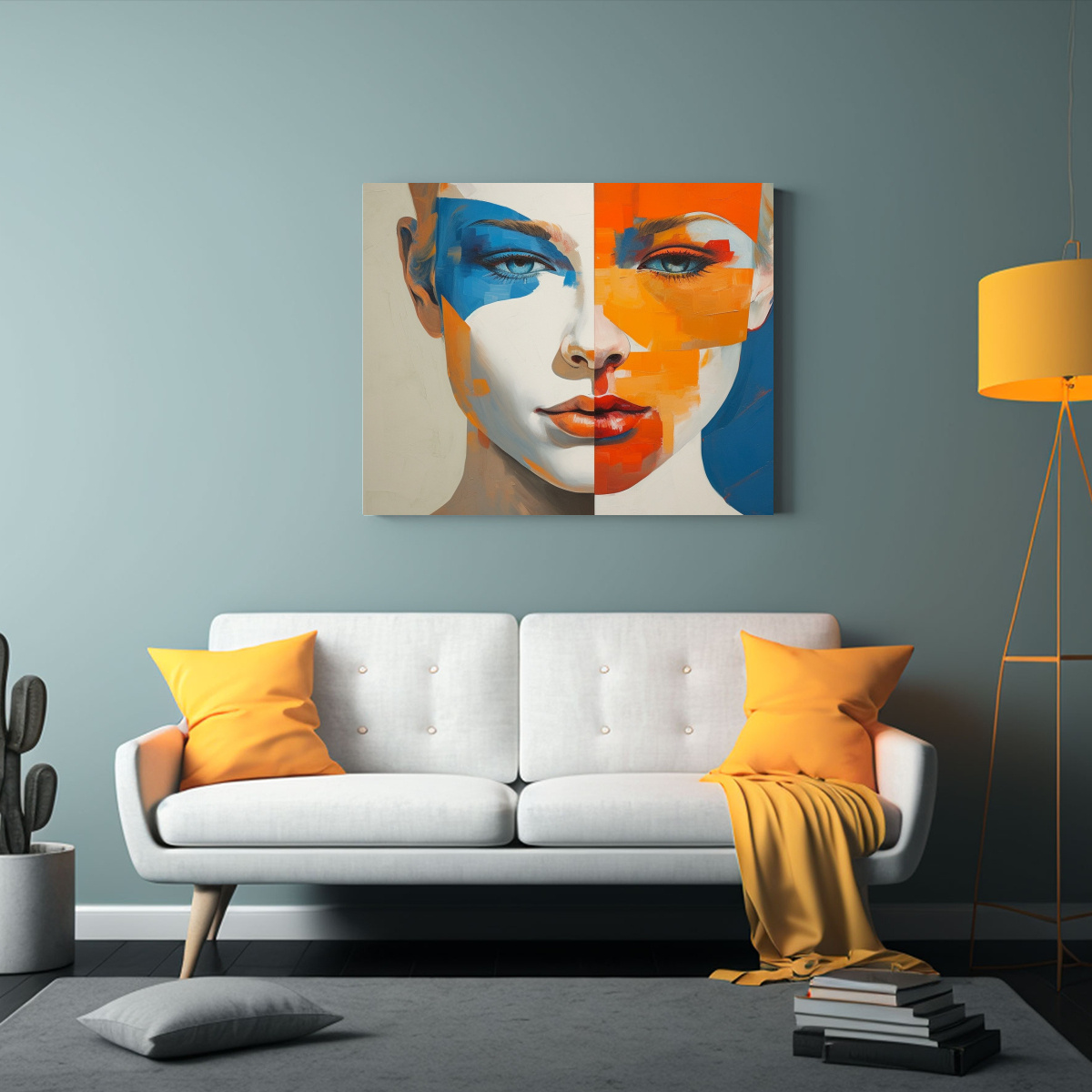 PINTURA ABSTRACTA EXUBERANTE DE ROSTRO FEMENINO 60X40 CM - 2