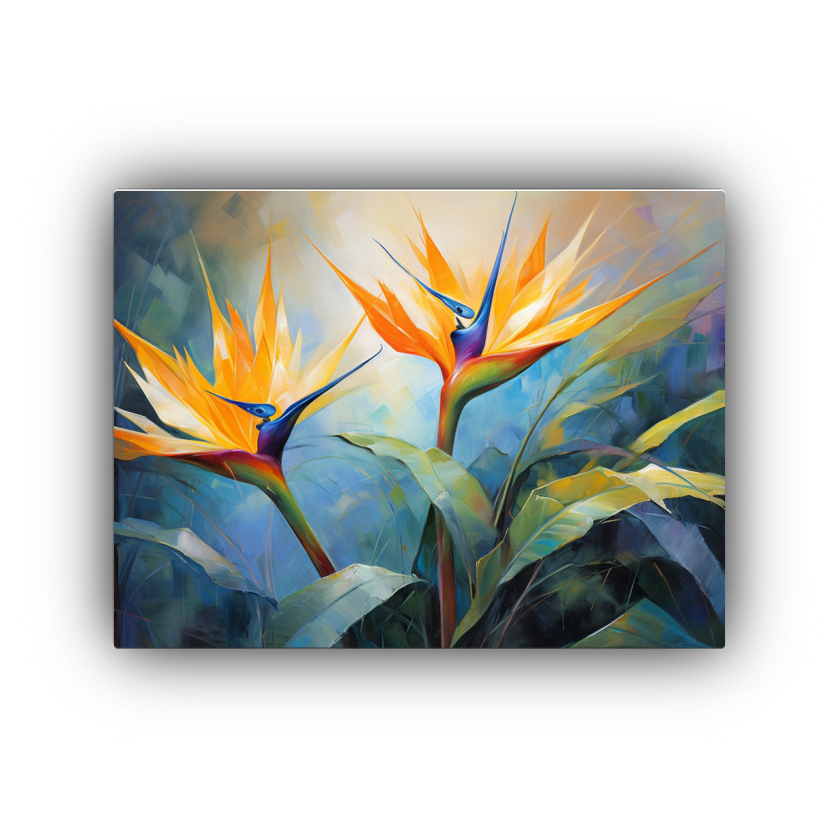 CUADRO ABSTRACTO DE FLORES DEL PARAÍSO BRILLANTES 40X30 CM - 1