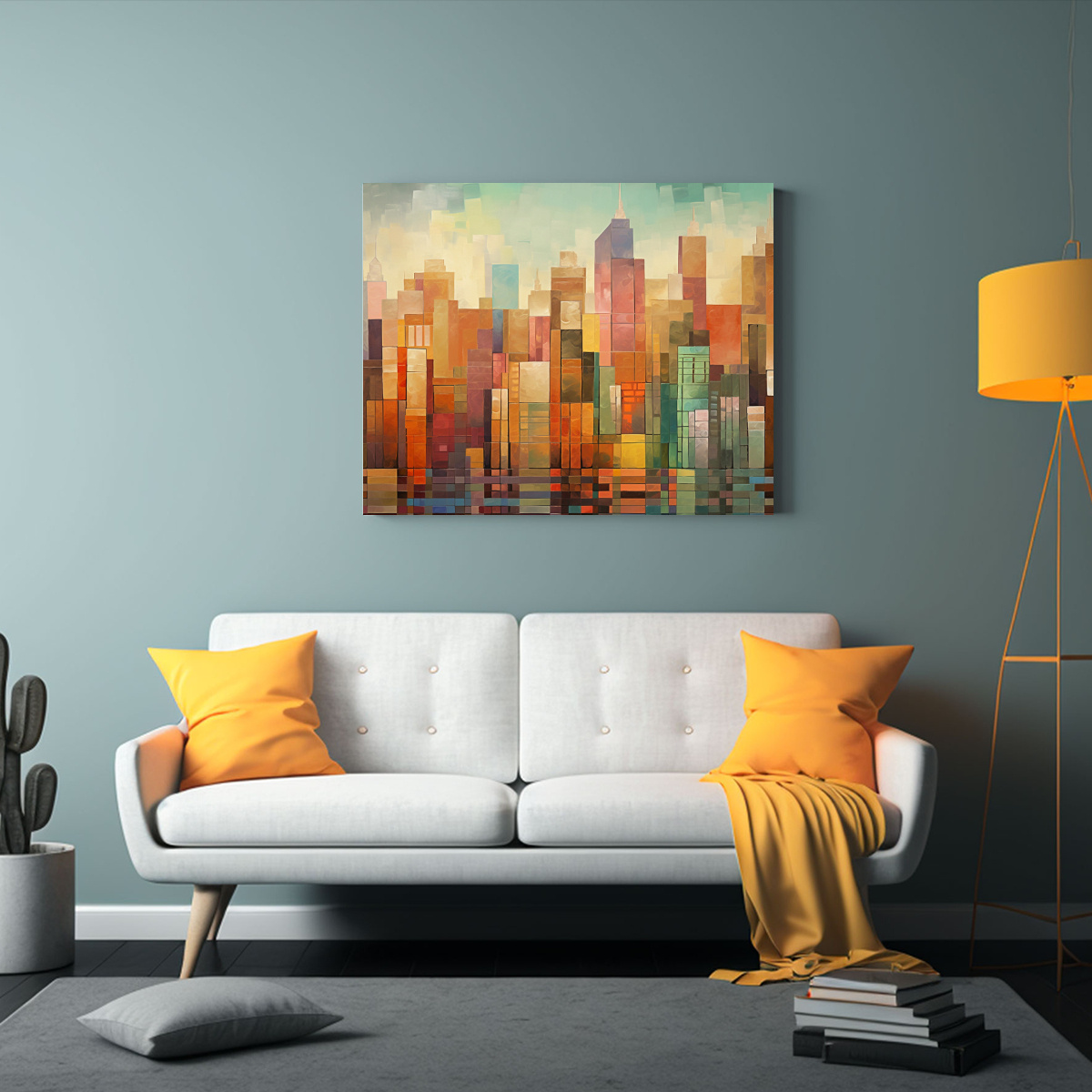 PINTURA CIUDAD ENCANTADORA CON EDIFICIOS DE 65X50 CM - 2