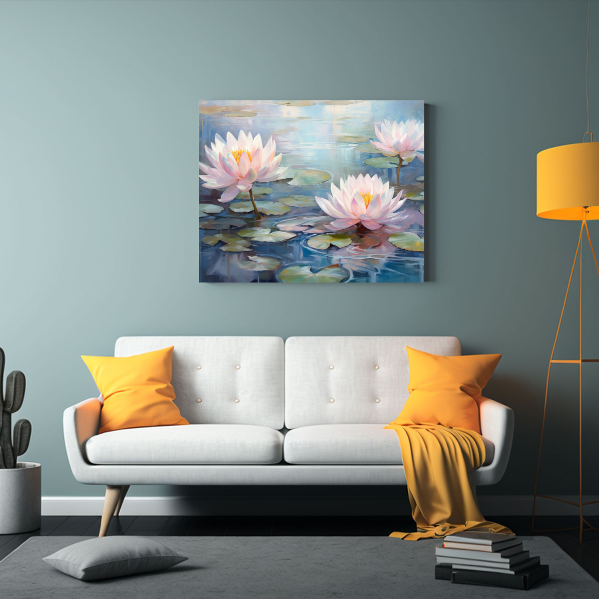 CUADRO RECTANGULAR DE ACUARELA FRESCO CON LIRIOS 50X40 CM - 2