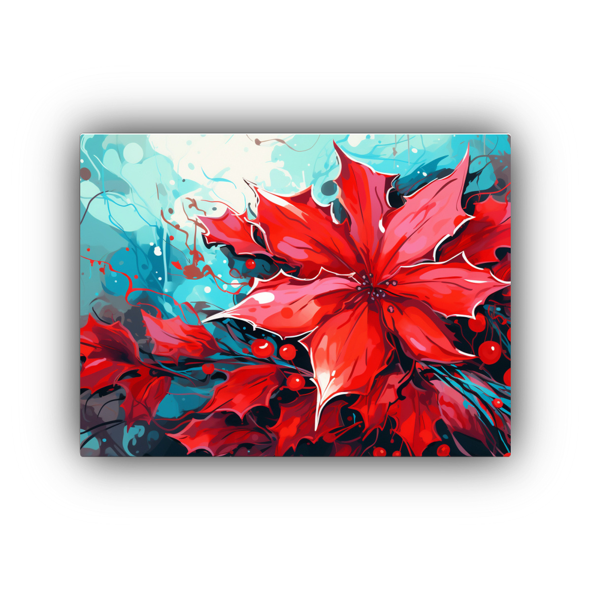 LIENZO VANGUARDIA: HOJAS DE ACEBO ROJO NEONOIR 30X20 CM - 1