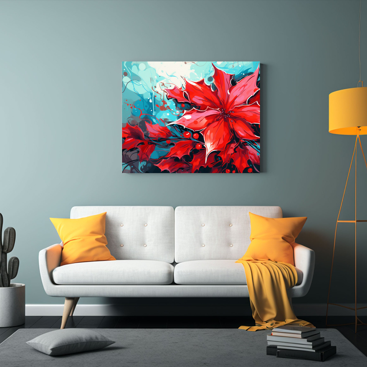 LIENZO VANGUARDIA: HOJAS DE ACEBO ROJO NEONOIR 30X20 CM - 2