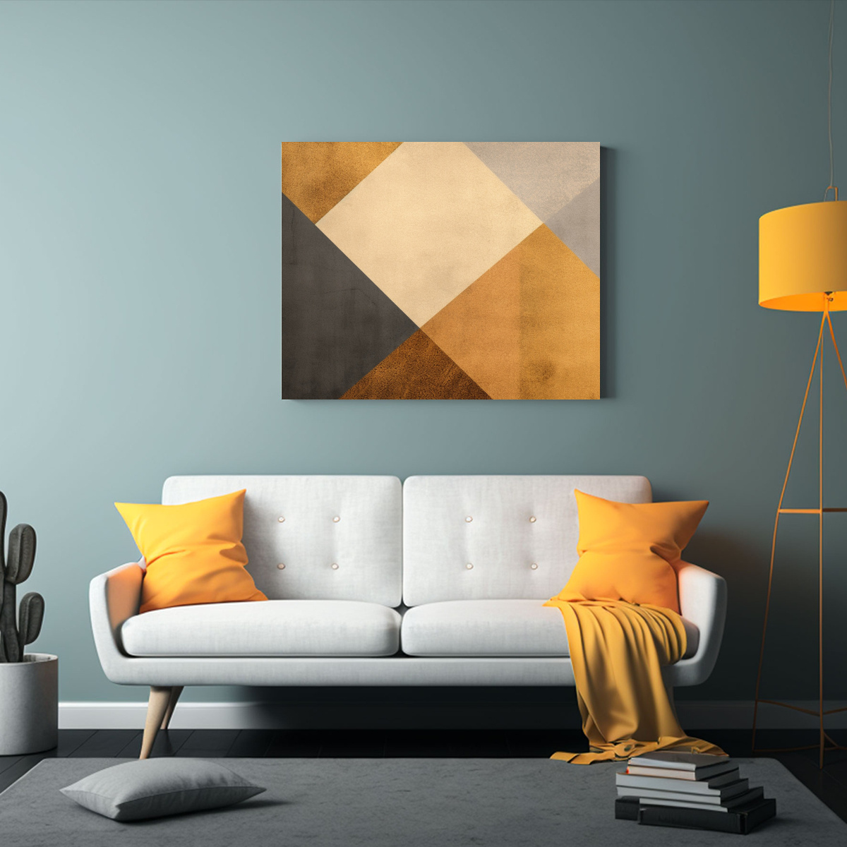 PINTURA DE PARED GEOMÉTRICA EN TONOS CÁLIDOS 120X80 CM - 2
