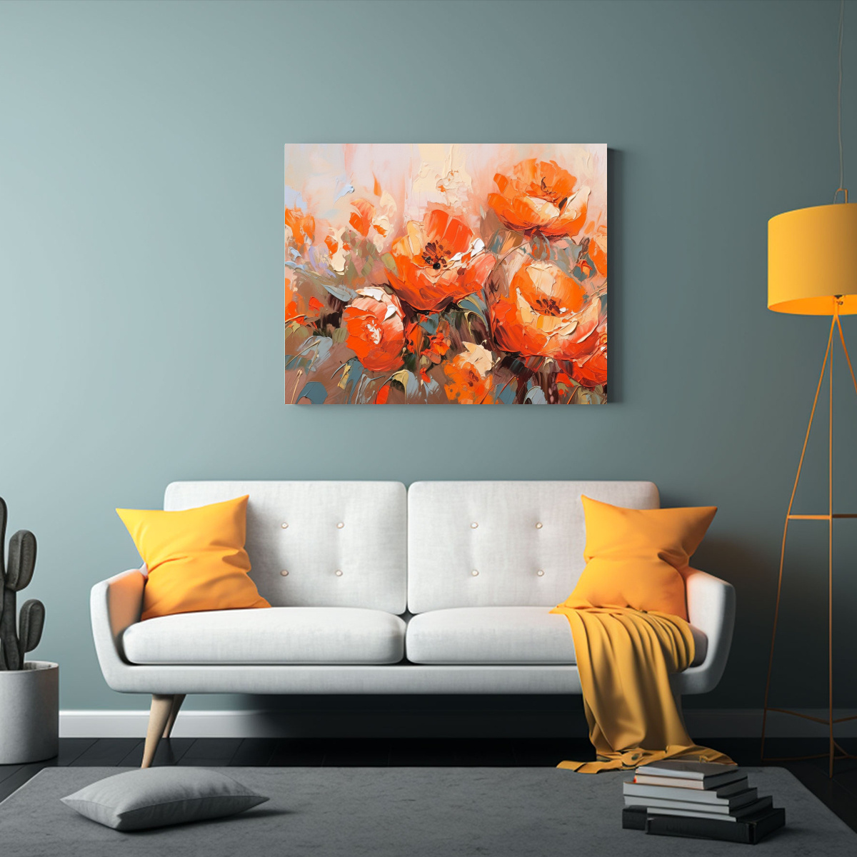 PINTURA DE FLORES EN LIENZO ESTILO DECORATIVO CON 120X80 CM - 2