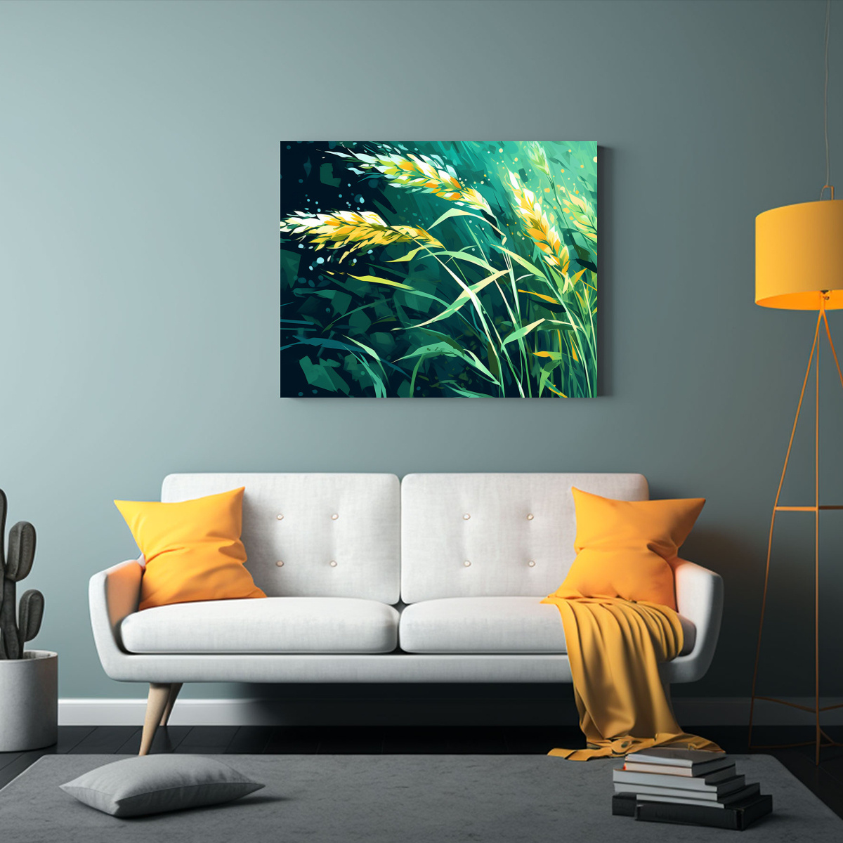 CUADRO LIENZO IMAGEN SIMETRÍA AVENA GRANOS 90X60 CM - 2
