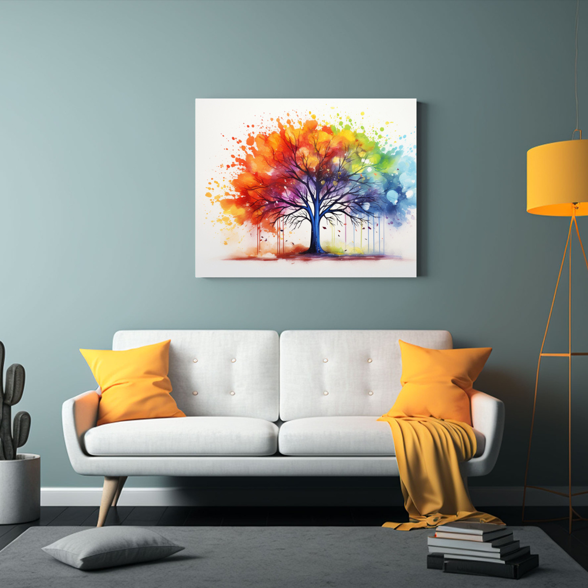 CUADRO CREATIVO POP ART ÁRBOL ARCOÍRIS PINTURA 50X40 CM - 2