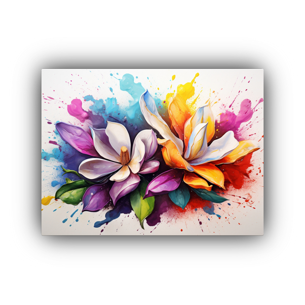 PINTURA ABSTRACTA DE MAGNOLIAS CON COLORES DEL 40X30 CM - 1
