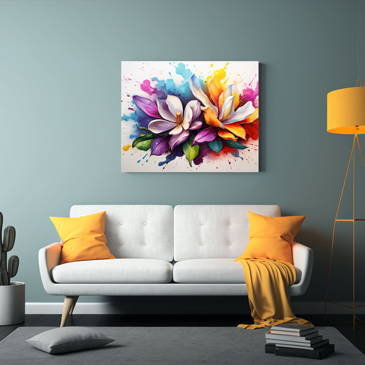 PINTURA ABSTRACTA DE MAGNOLIAS CON COLORES DEL 40X30 CM - 2