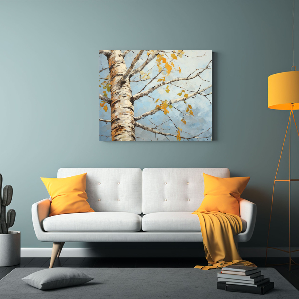 PINTURA ABSTRACTA DE UN ABEDUL EN LIENZO: 90X60 CM - 2