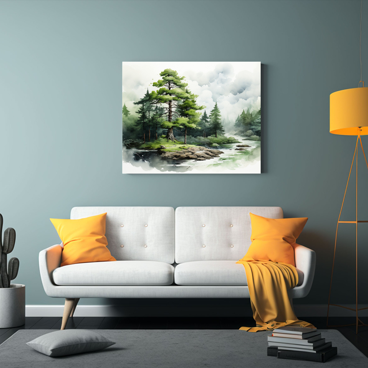 PINTURA ABSTRACTA BONITA DE LIENZO CON ÁRBOL DE 75X50 CM - 2