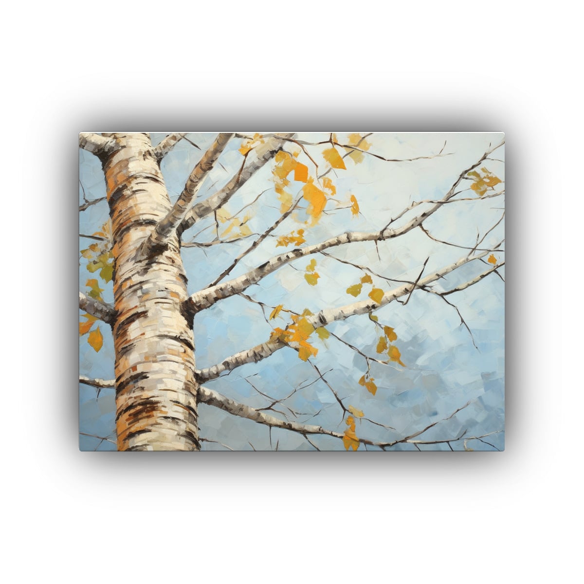 PINTURA ABSTRACTA DE UN ABEDUL EN LIENZO: 30X20 CM - 1