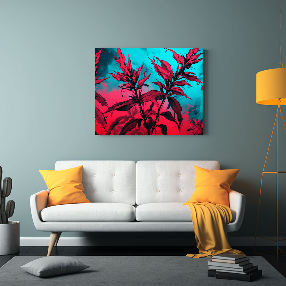 PINTURA DE PARED HORIZONTAL ESCENA DE HIERBAS DE 40X30 CM - 2