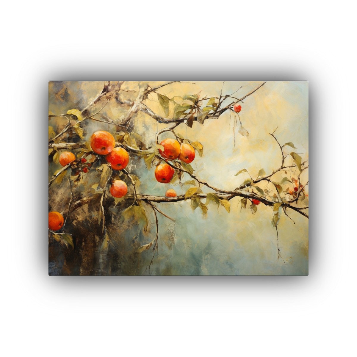 PINTURA ABSTRACTA DE ÁRBOLES FRUTALES EN ESTILO 50X40 CM - 1