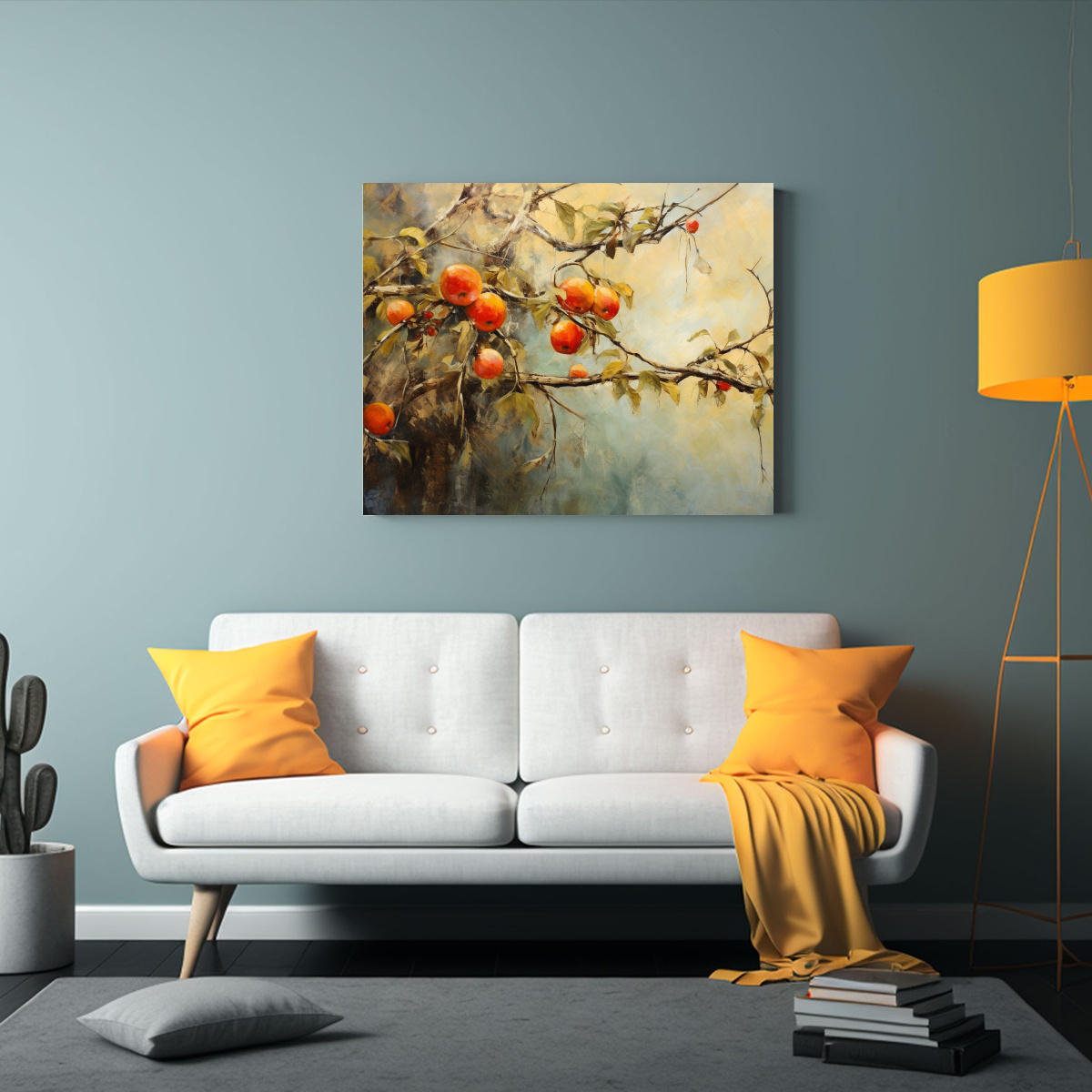 PINTURA ABSTRACTA DE ÁRBOLES FRUTALES EN ESTILO 50X40 CM - 2