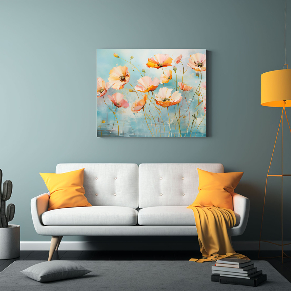 PINTURAS ABSTRACTAS EN TONOS TURQUESA Y ROSA PARA 90X60 CM - 2