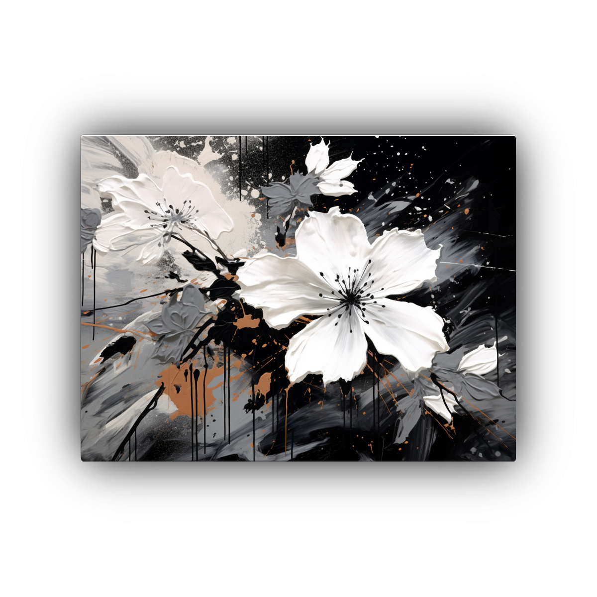 CUADRO HORIZONTAL CON TEXTURA EN BLANCO Y NEGRO 120X80 CM - 1