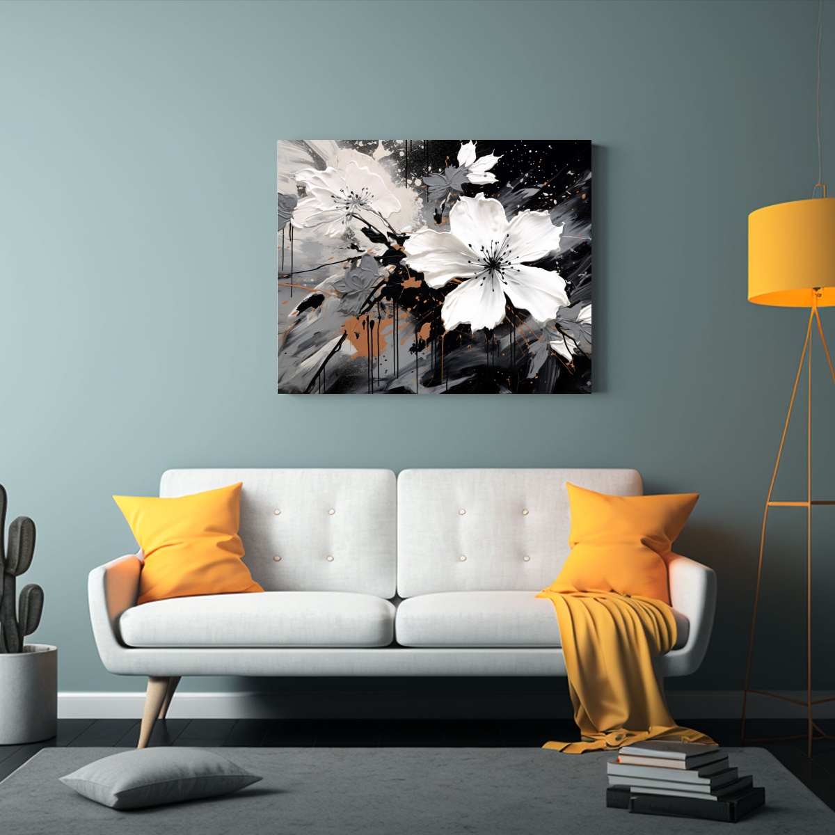 CUADRO HORIZONTAL CON TEXTURA EN BLANCO Y NEGRO 120X80 CM - 2