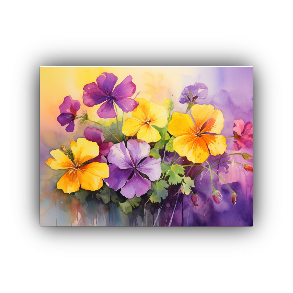 CUADROS ABSTRACTOS DE FLORES GERANIO AMARILLO Y 50X40 CM - 1