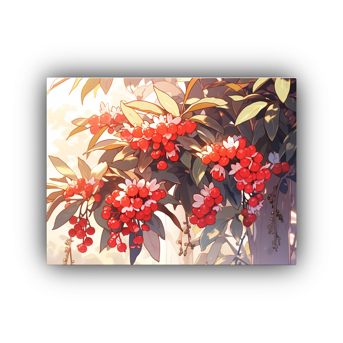 PINTURA LIENZO ARBUTUS ROJO EN AMBIENTE NEONOIR 90X60 CM - 1