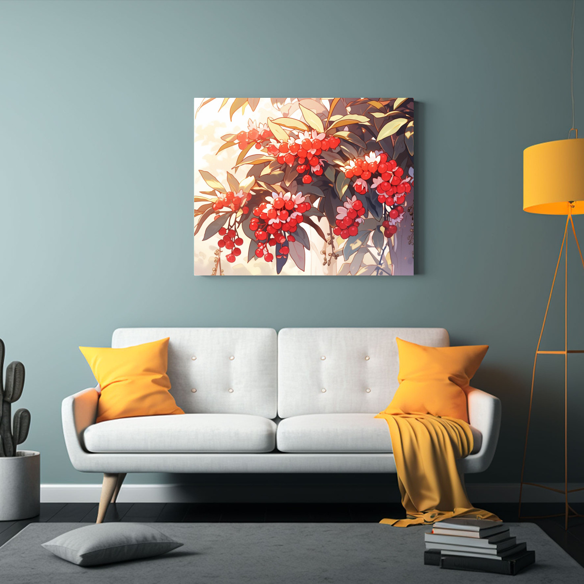 PINTURA LIENZO ARBUTUS ROJO EN AMBIENTE NEONOIR 90X60 CM - 2