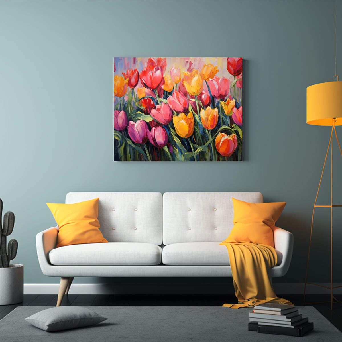 PINTURA ABSTRACTA DE TULIPANES DETALLADOS EN 120X80 CM - 2