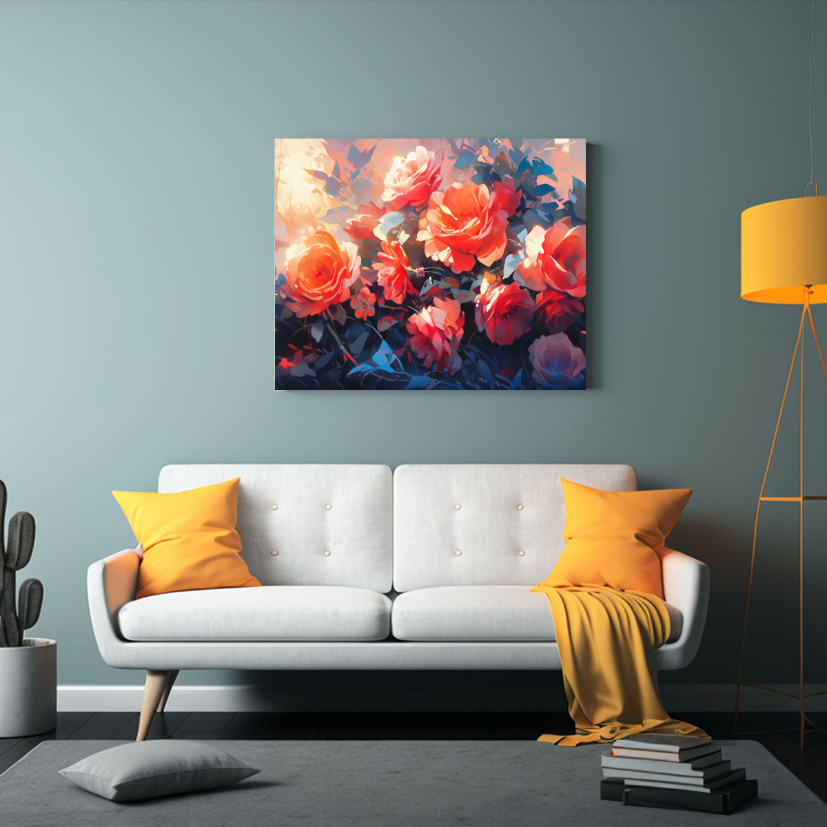 CUADRO MODERNO ALEGRE CON VIBRANTES FLORES EN 40X30 CM - 2