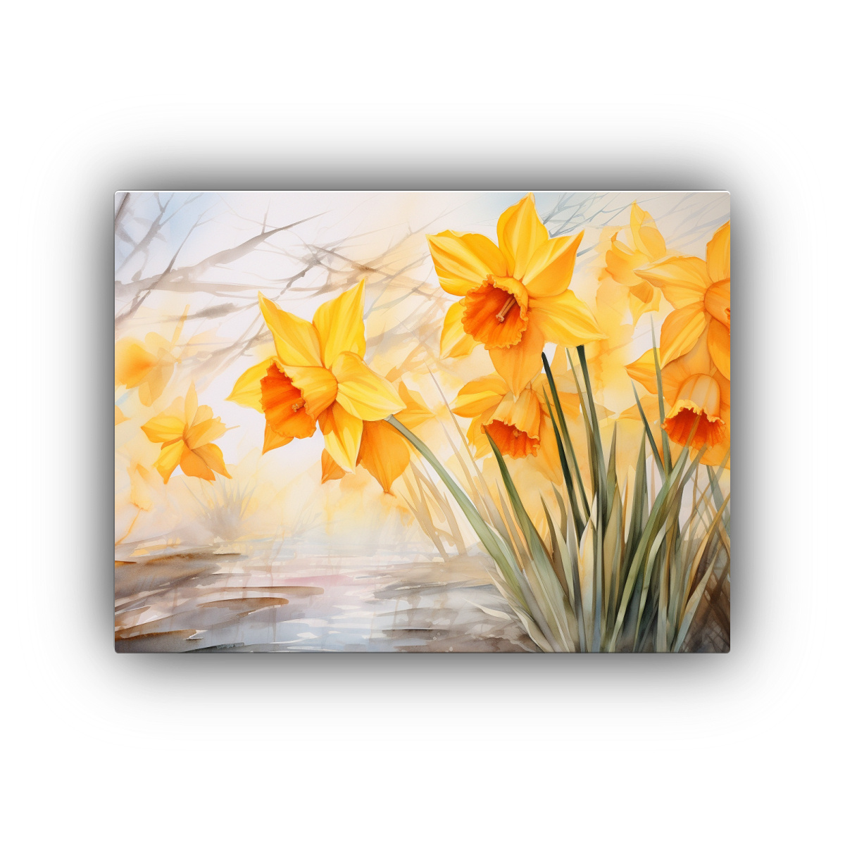 CUADRO IMPRESO ARMONÍA FLORES NARCISOS COLORES 65X50 CM - 1