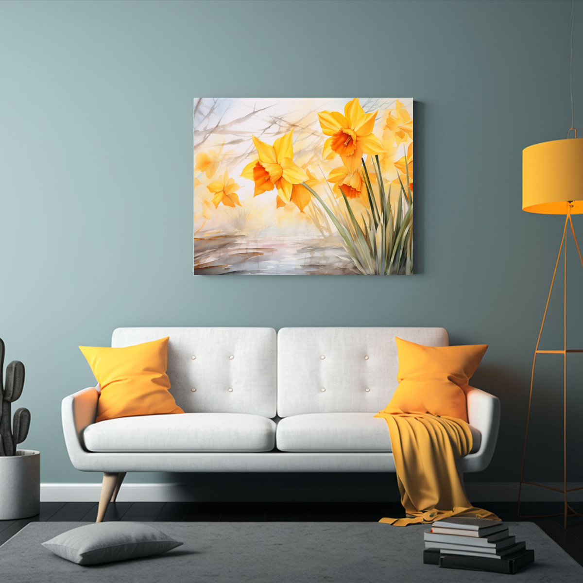 CUADRO IMPRESO ARMONÍA FLORES NARCISOS COLORES 65X50 CM - 2