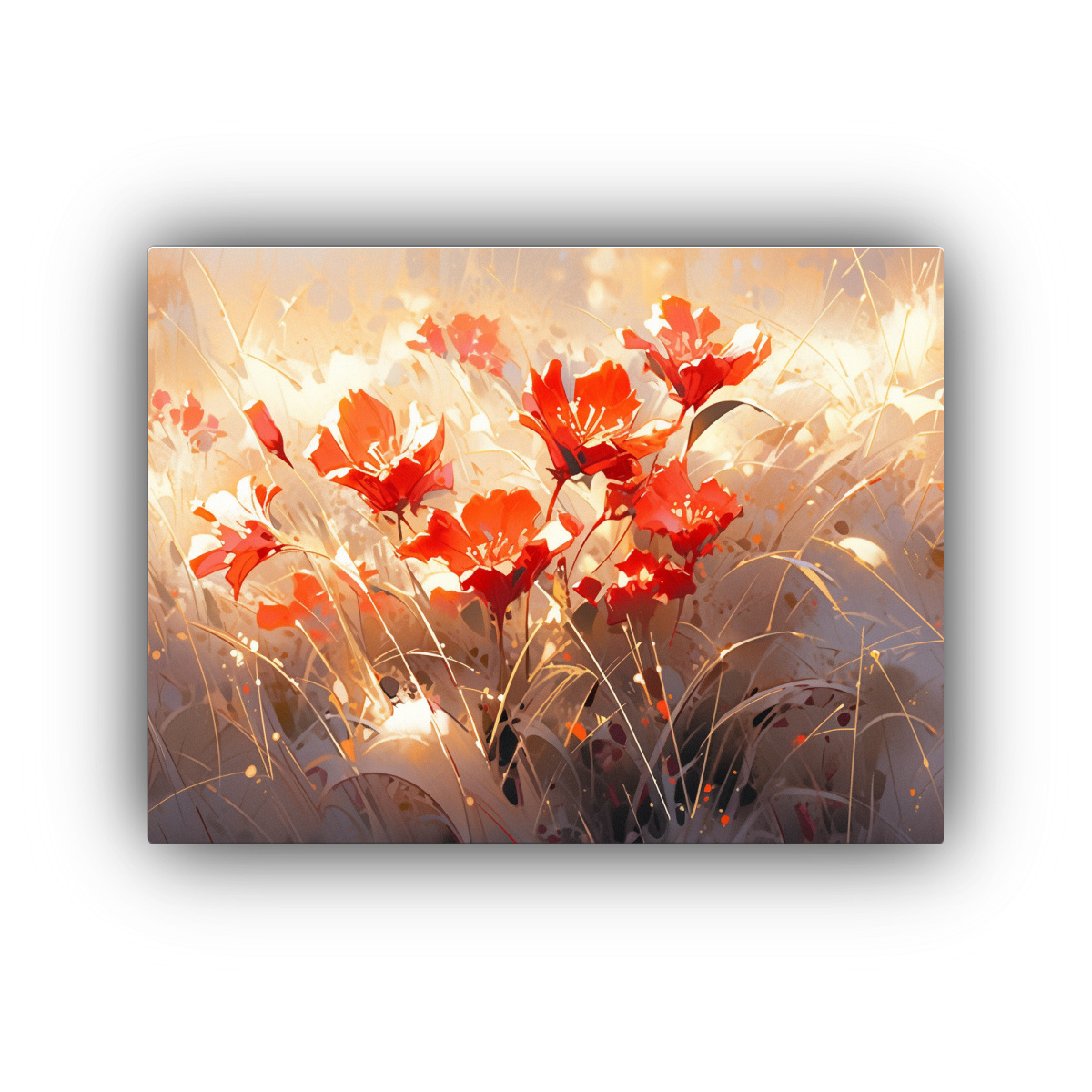 CUADRO DE FLORES EN TELA EN BASTIDOR ESTILO 45X30 CM - 1