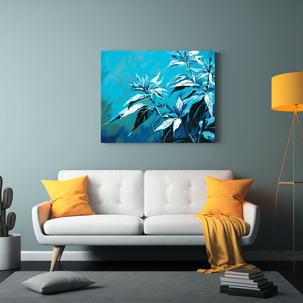 CUADROS DECORATIVOS DE QUINOA EN TURQUESA Y AZUL 40X30 CM - 2