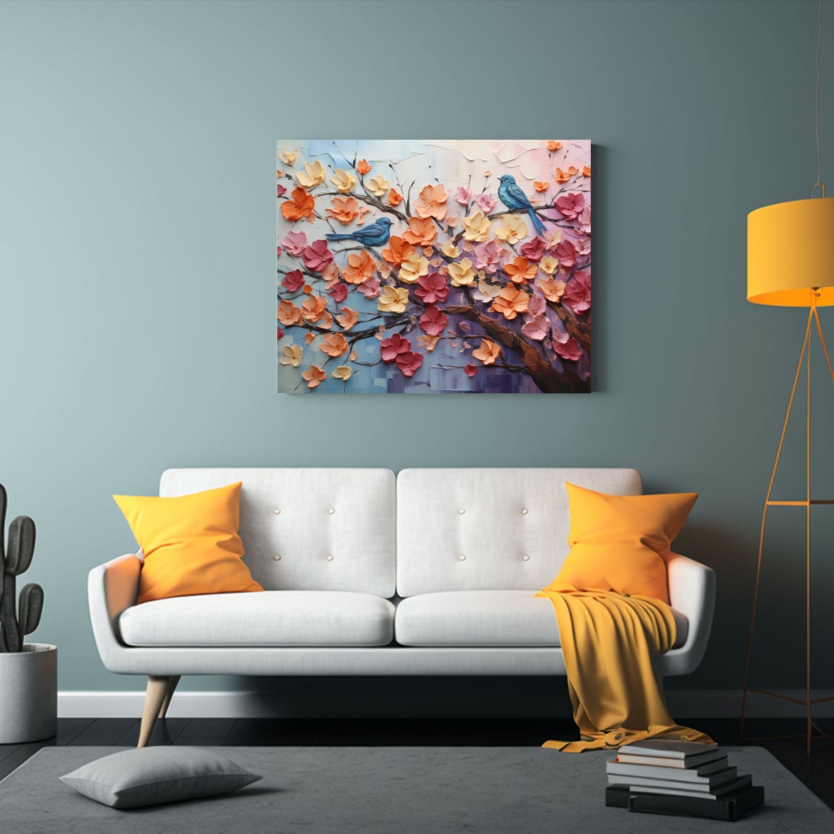 PINTURA DE LINDEN FLOWERS EN LIENZO ESTILO 65X50 CM - 2