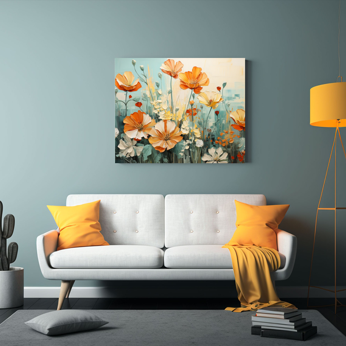 PINTURA ABSTRACTA DE VISIONES DE CACTUS EN TONOS 75X50 CM - 2