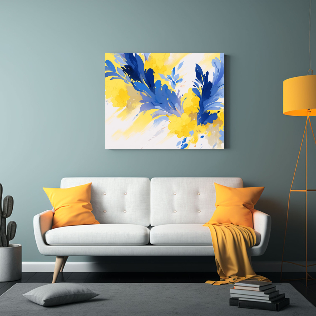 CUADRO CONCEPTUAL CON COLORES AMARILLO Y AZUL, 50X40 CM - 2
