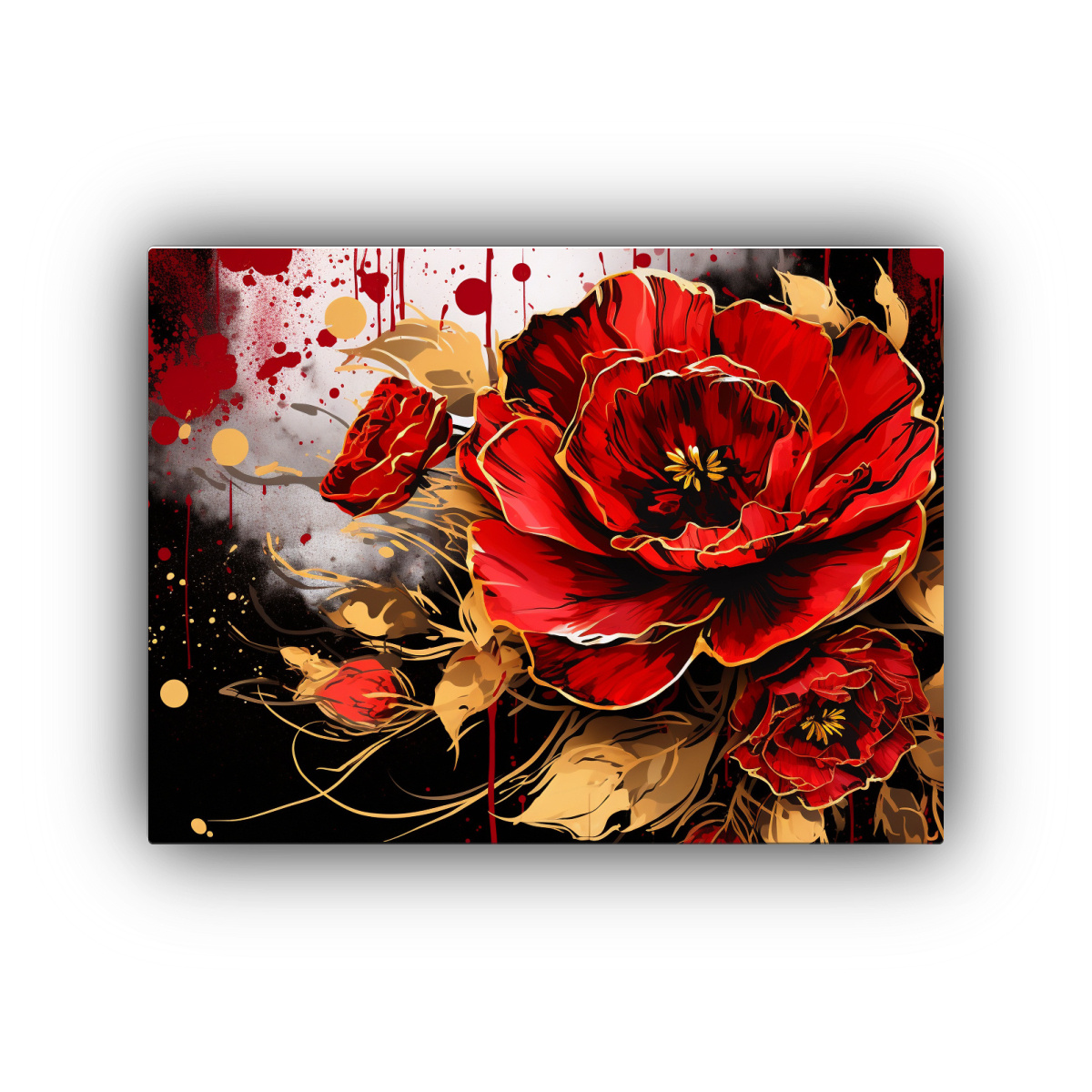 CUADRO DECORATIVO: LÍNEAS FINAS EN ROJO Y 50X40 CM - 1