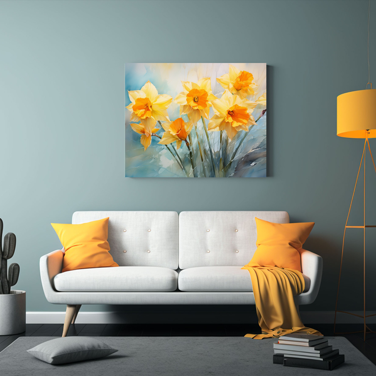 FLORES DE NARCISOS AMARILLOS Y NARANJAS EN 40X30 CM - 2