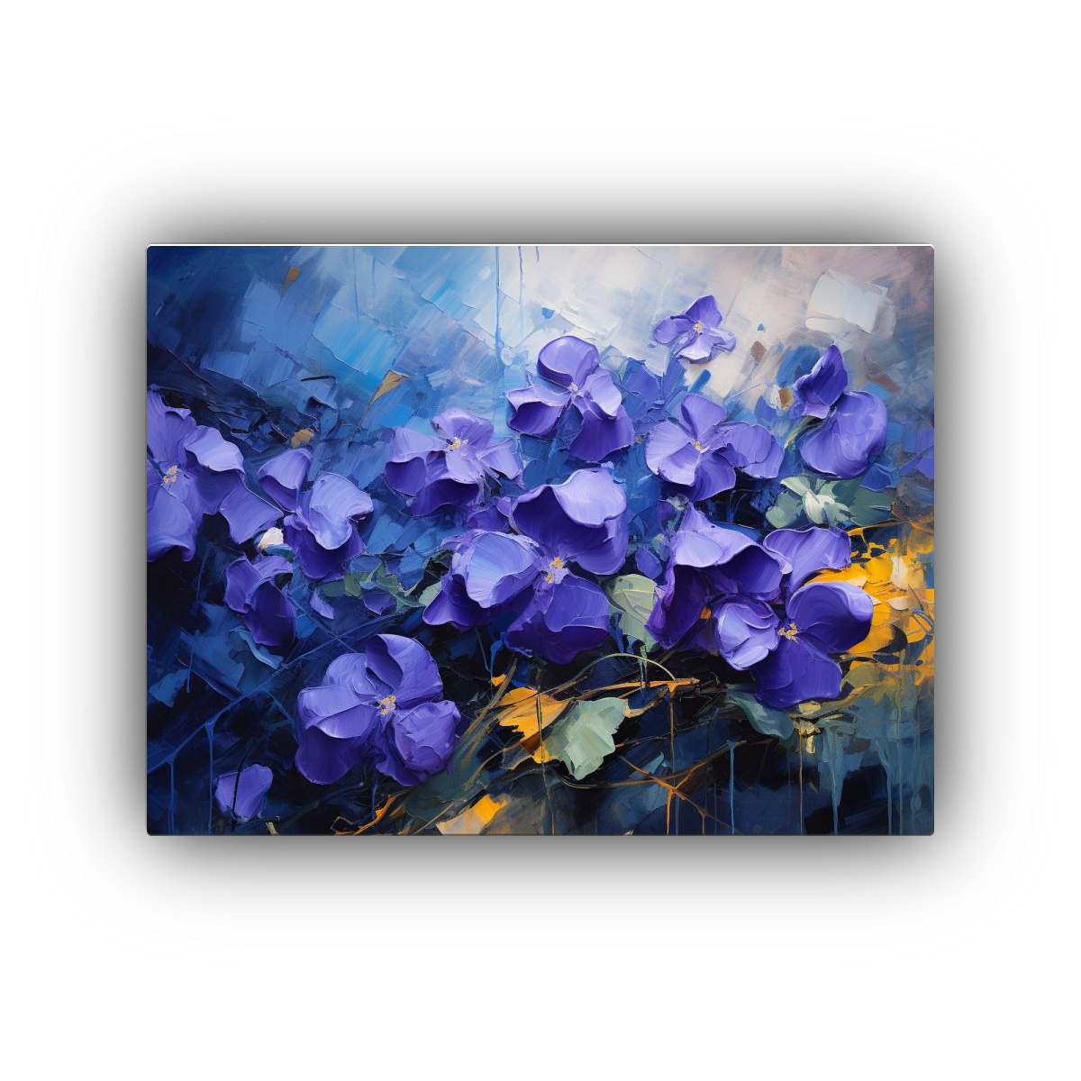 PINTURA ABSTRACTA DETALLADA DE FLORES VIOLETAS EN 75X50 CM - 1