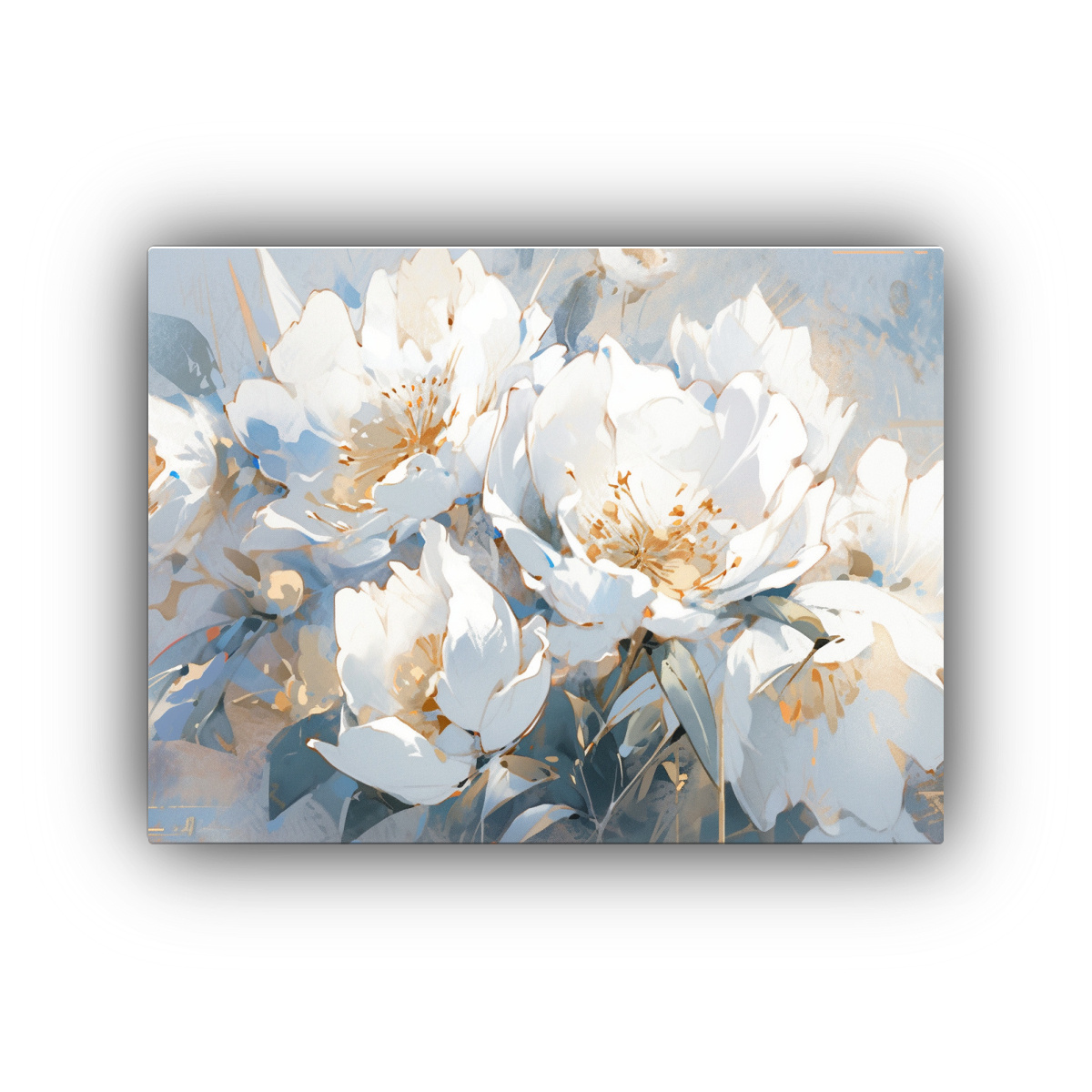 CUADRO EN LIENZO FLORAL ABSTRACTO EN BLANCO Y 90X60 CM - 1