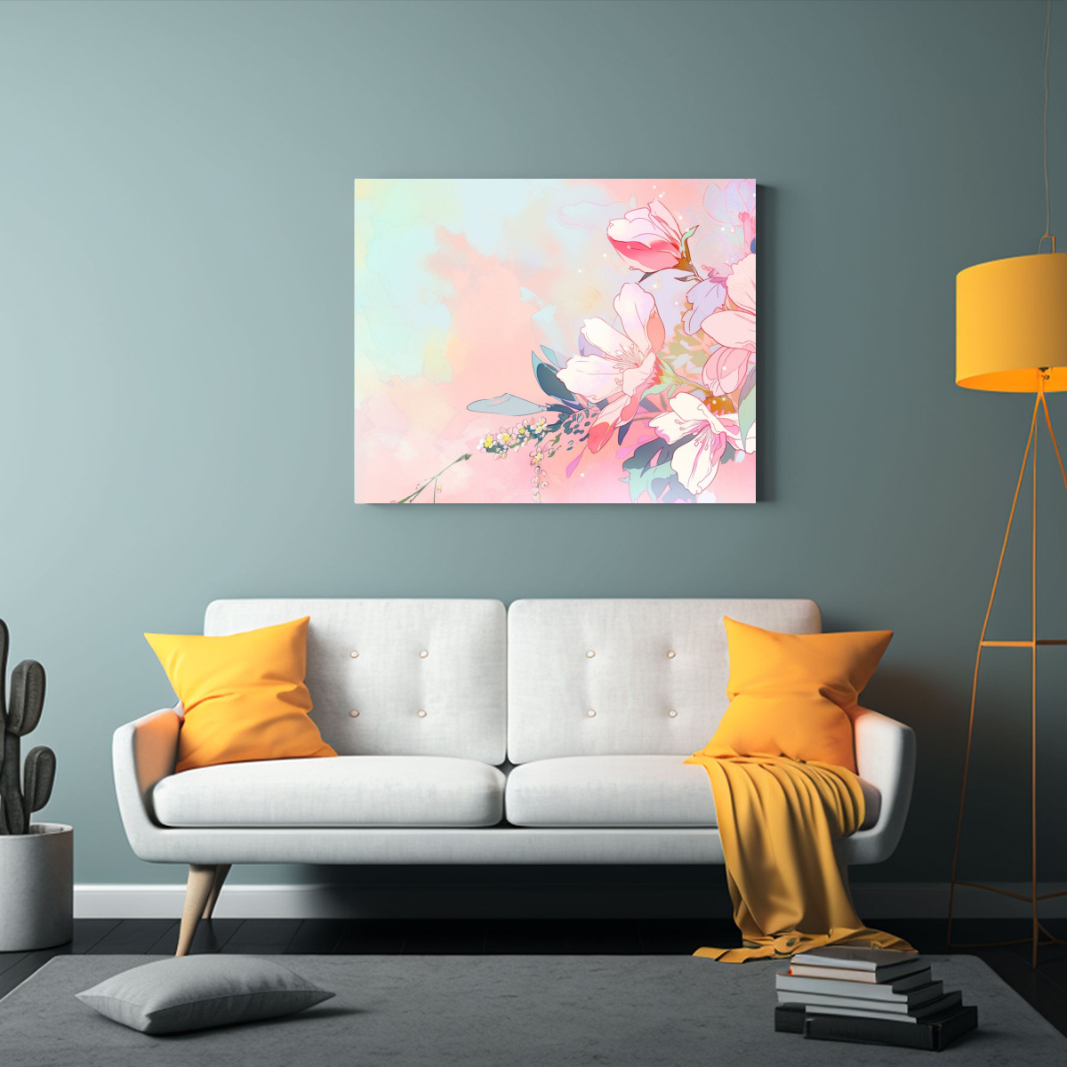 CUADRO ESTÉTICO PASTEL CON ATMÓSFERA NEONOIR EN 120X80 CM - 2