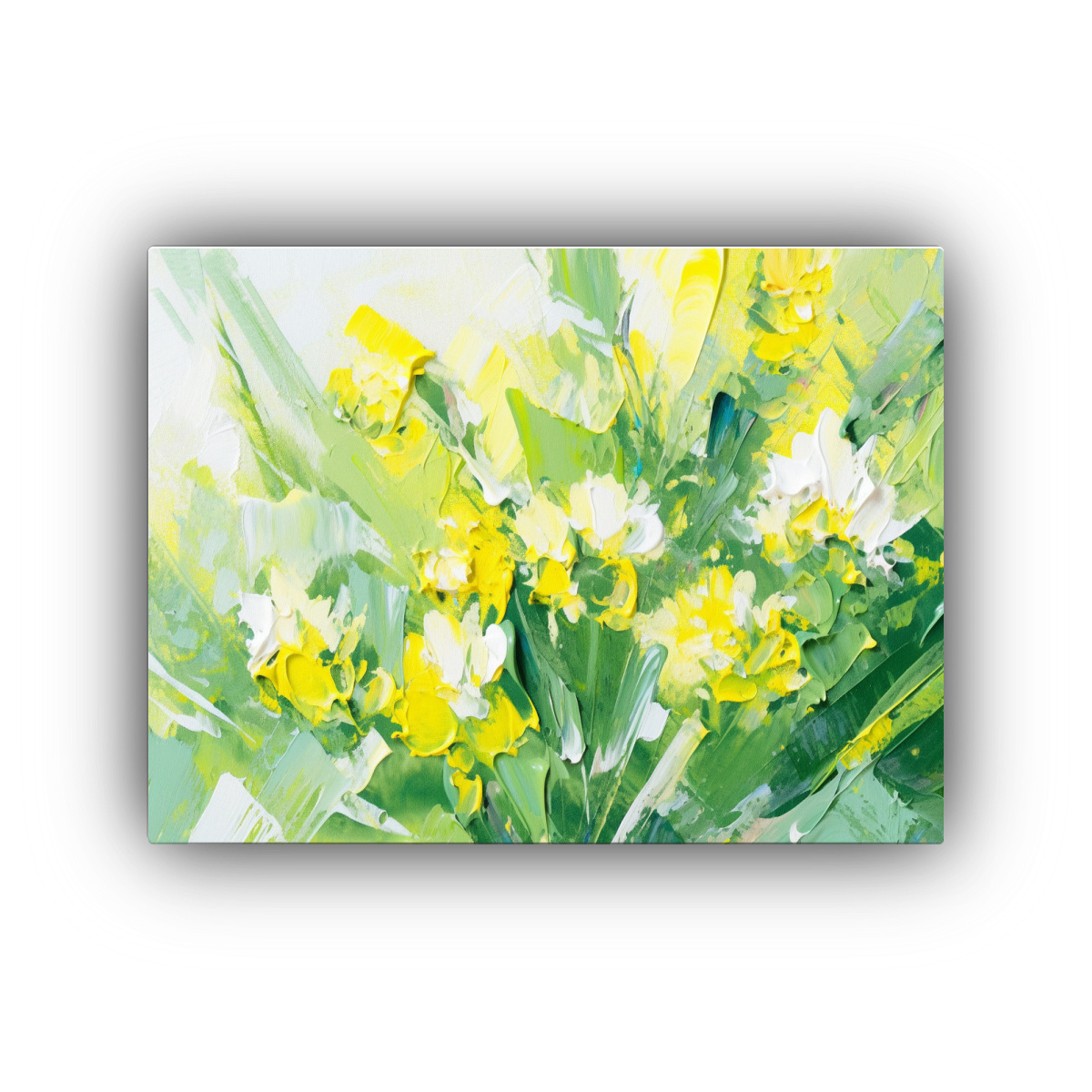 FLORES AMARILLAS Y VERDES EN LIENZO PARA 50X40 CM - 1