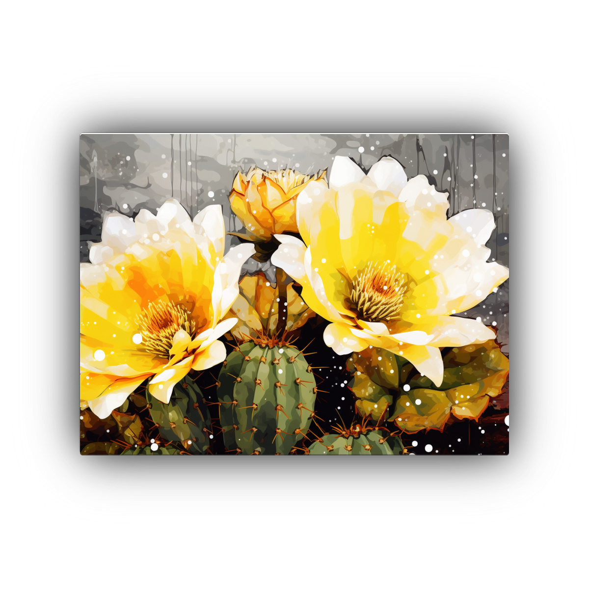 CUADRO DECORATIVO TELA CON CACTUS EN AMARILLO Y 45X30 CM - 1