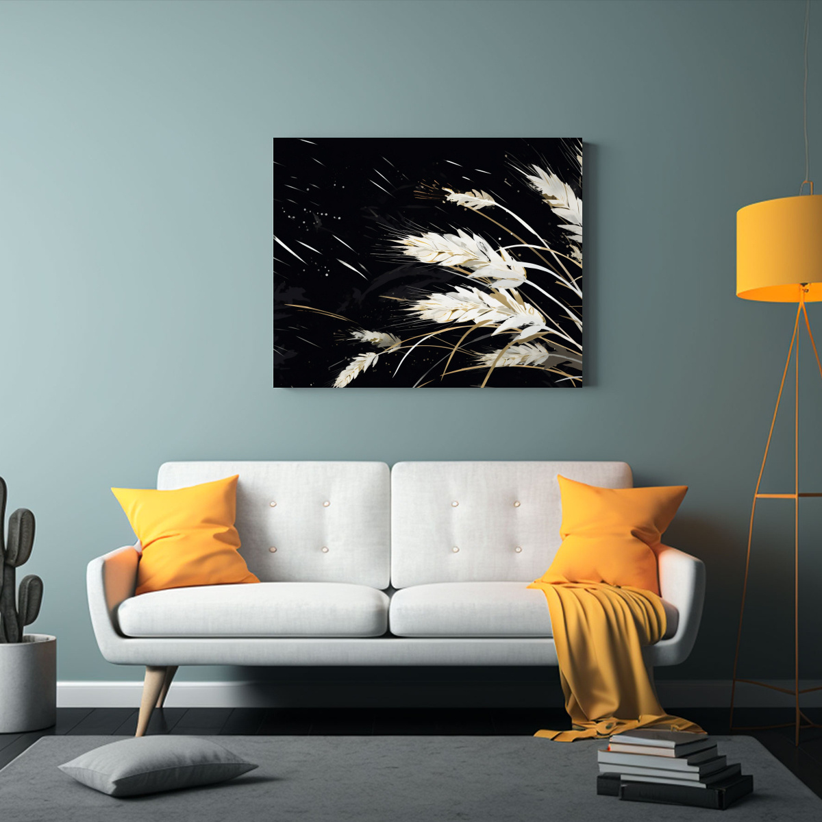 CUADROS DE RYE GRAINS EN BLANCO Y NEGRO CON 40X30 CM - 2