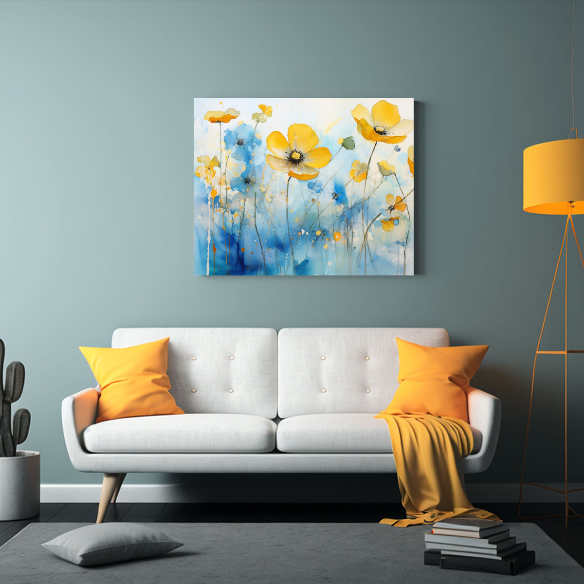 CUADRO LIENZO TEMÁTICA FLORES BUTTERCUPS DORADO 50X40 CM - 2