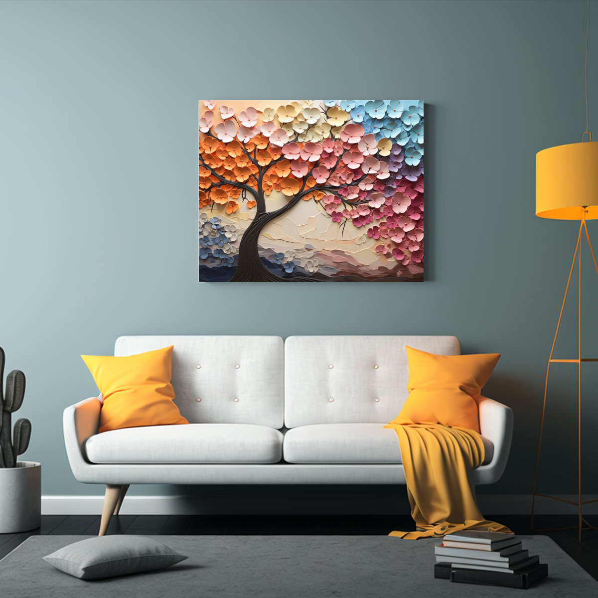 CUADRO DE TELA FOTOGRAFÍA COMEDOR FLORES DE TILO 120X80 CM - 2