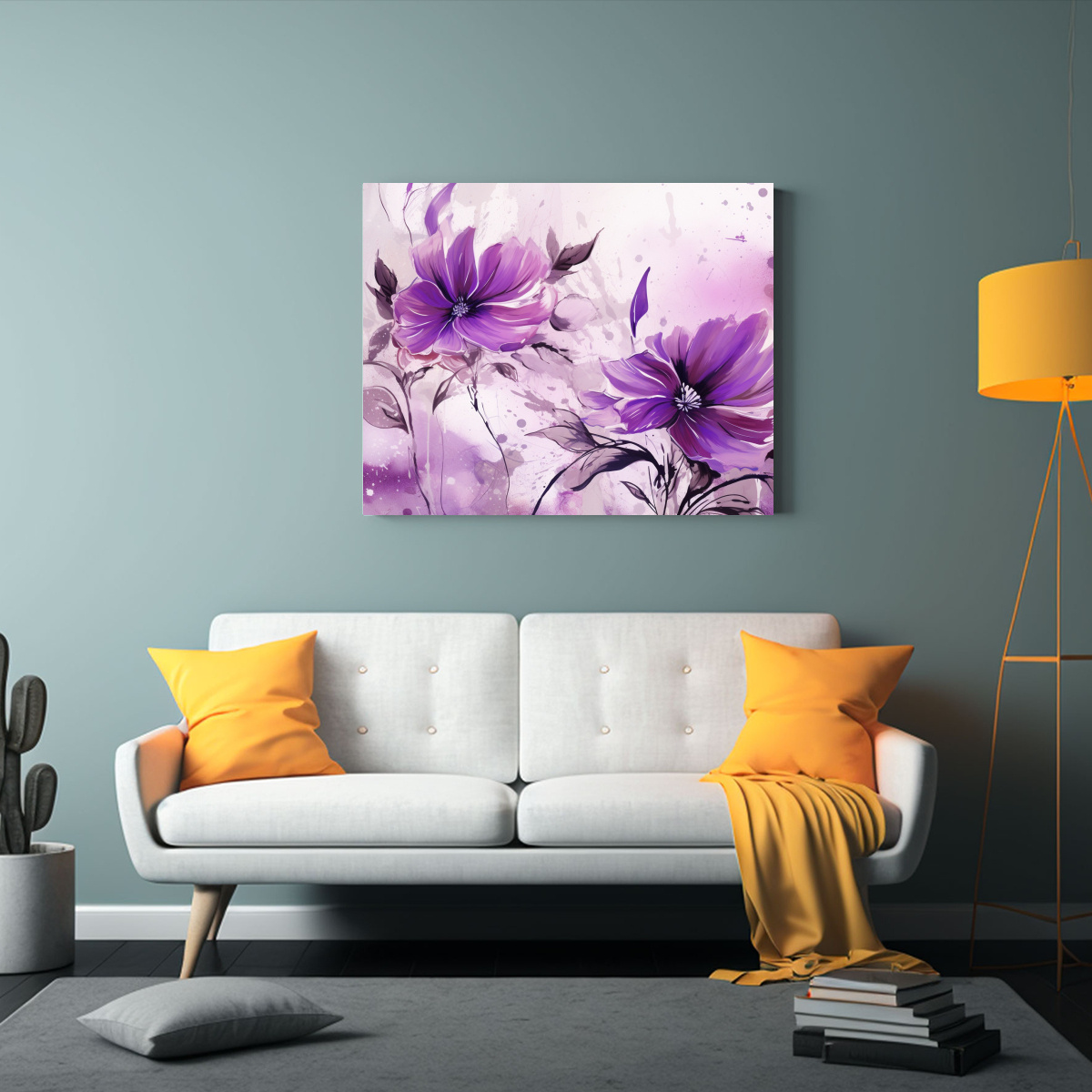 CUADRO DECORATIVO LIENZO PATRÓN PÚRPURA Y 120X80 CM - 2
