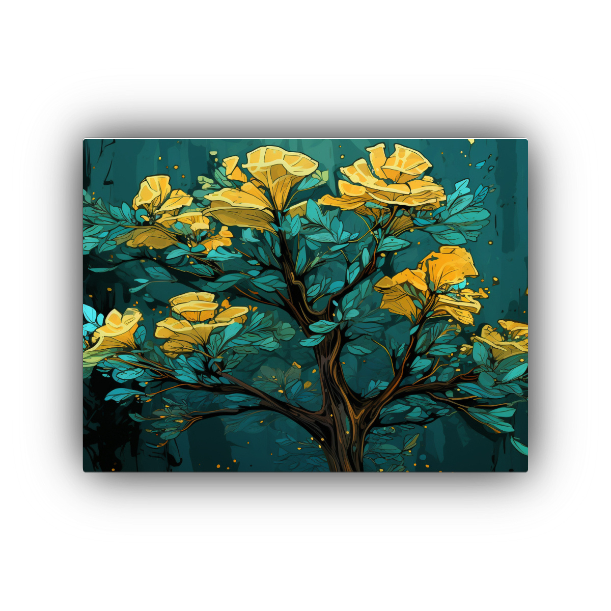 PINTURA ABSTRACTA PARA COMEDOR: ÁRBOL SECUOYA EN 90X60 CM - 1