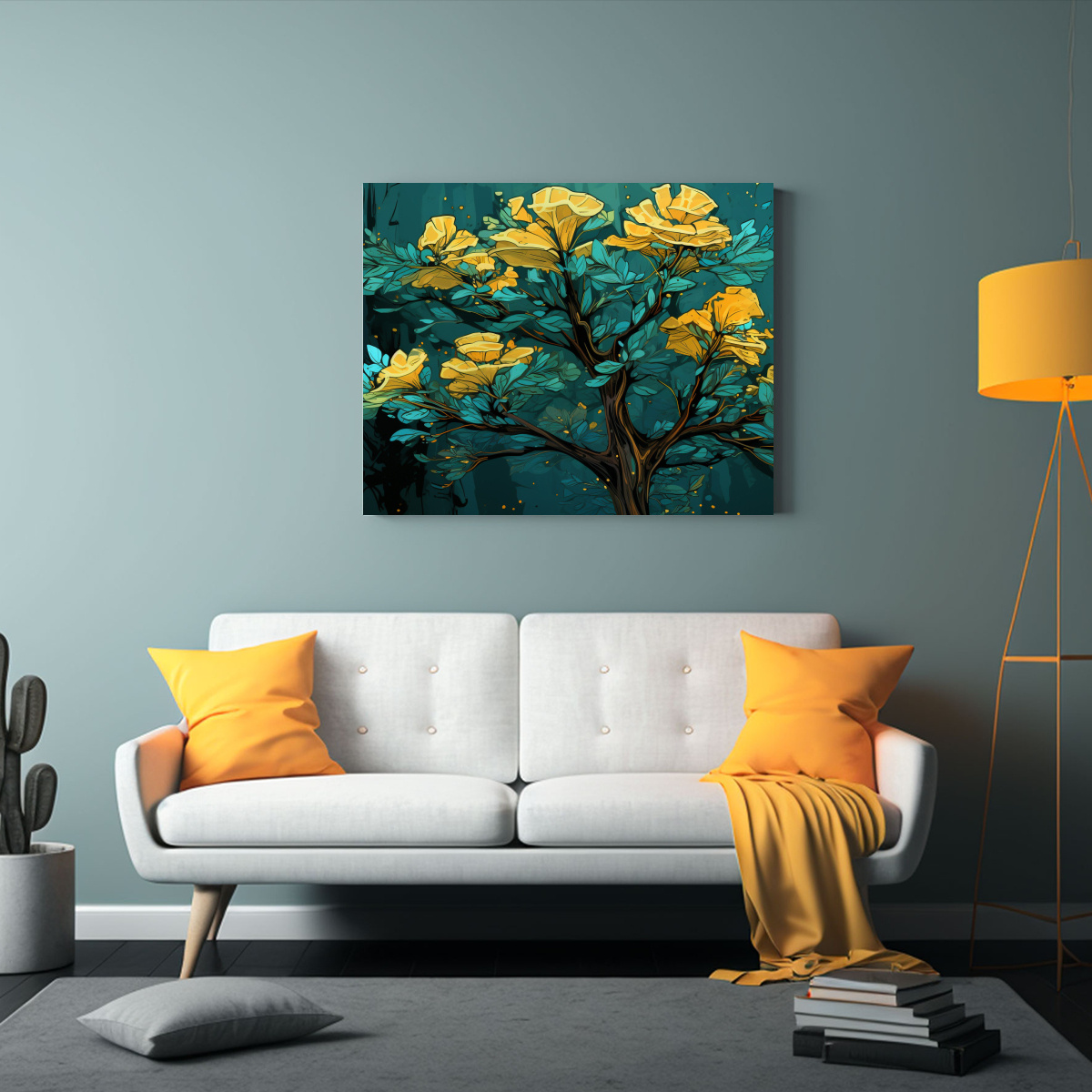 PINTURA ABSTRACTA PARA COMEDOR: ÁRBOL SECUOYA EN 90X60 CM - 2