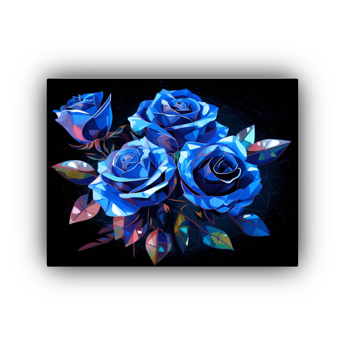 ACUARELA DE ROSAS AZULES BOUQUET DISEÑO GRÁFICO 90X60 CM - 1