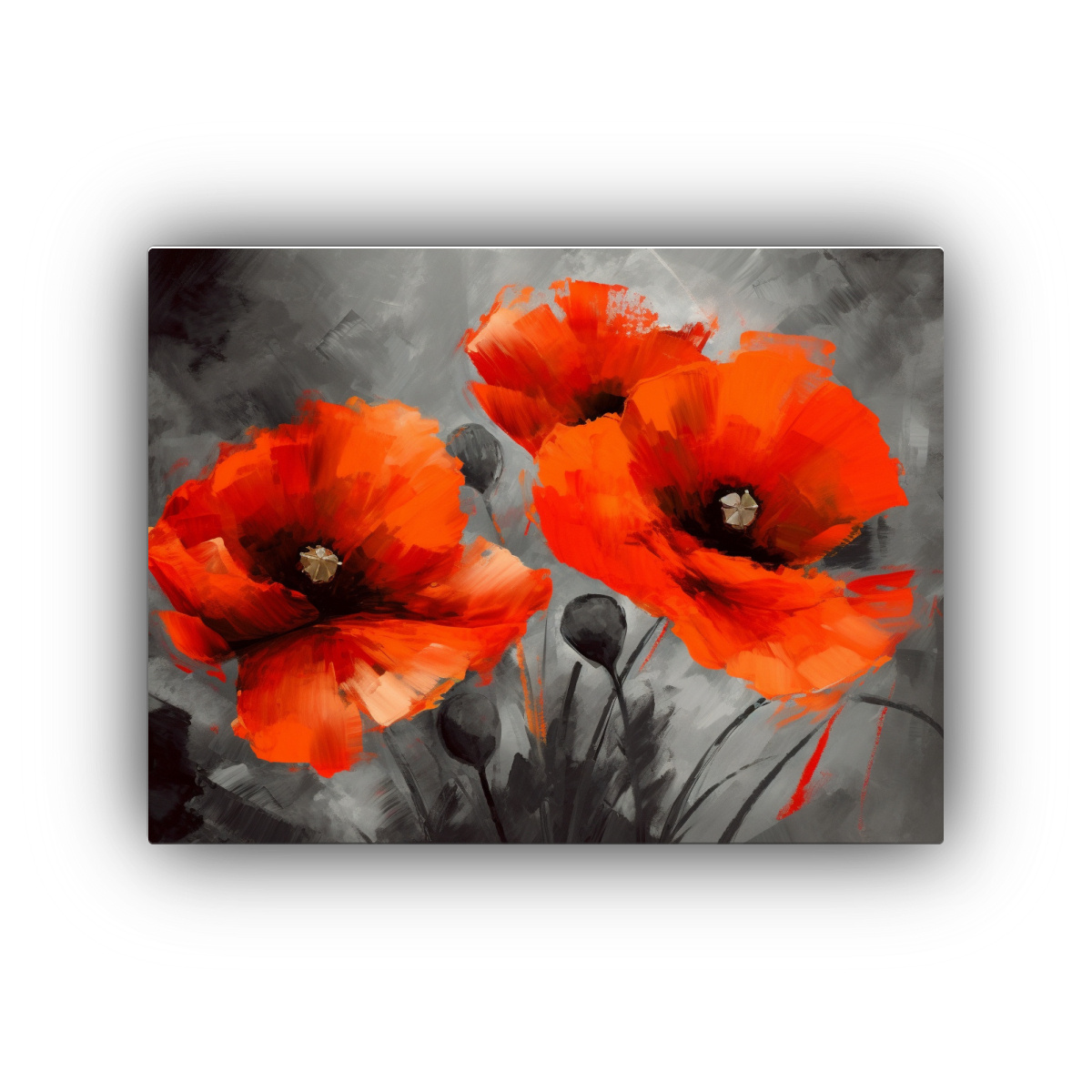 CUADRO DE LIENZO DE FOTOGRAFÍA DE AMAPOLAS ROJAS 120X80 CM - 1