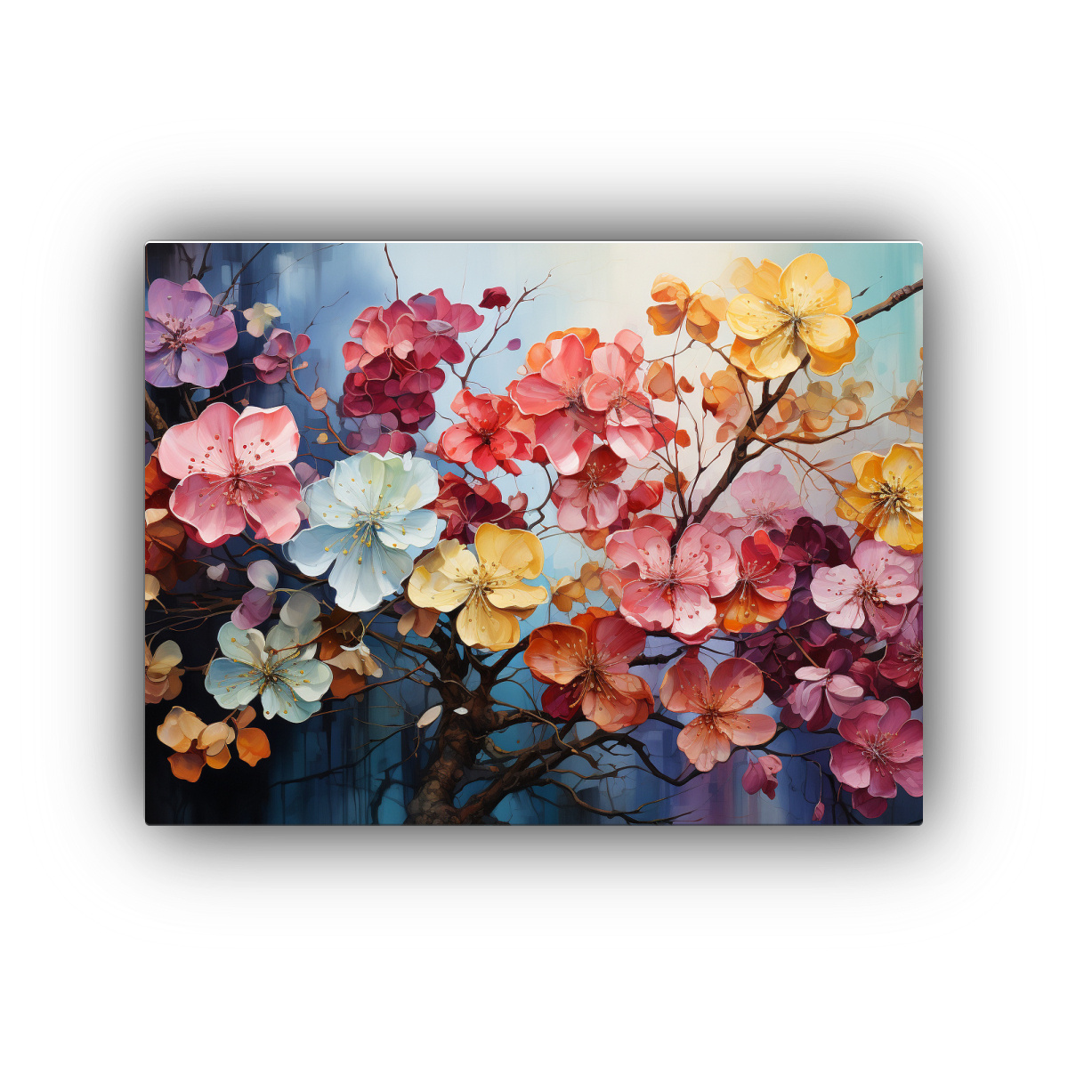 CUADRO ADORABLE: LIENZO ARCOÍRIS DE FLORES DE 75X50 CM - 1
